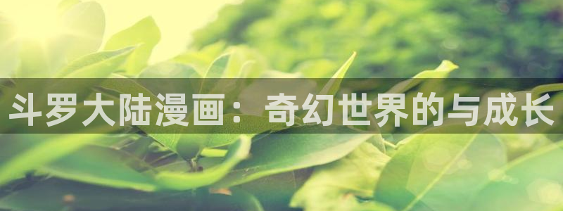 韩漫双男主漫画全集免费：斗罗大陆漫画：奇幻世界的与成长